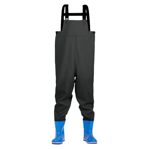 Wathose Kinder Wasserdicht Mit Stiefel, wasserdichte Angel-Wasserhose Aus PVC-Wathose, Elastischer Bund, Schnellverschluss-Schnallen, Verstellbar Für Kinder, Junge, Mädchen, Strand Am Meer, Angel von Generisch