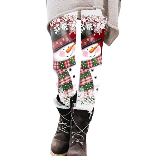 Weihnachten Leggings Damen Bauchweg Blickdichte Sportleggins Retro Weihnachten Sporthose Lang Yoga Strumpfhose Angenehm Graffiti Yogahosen Elastische High Waist Pants Jogginghose Party Hose von Generisch