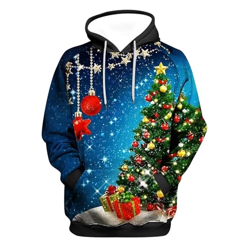 Weihnachts Hoodie, Weihnachtshoodie Männlich Ugly Komfortabel Hoodie Weihnachten Herren - Hoodies Hässlich Kapuzenshirt Casual Pulli Lustig Weihnachtspulli Christmas Sweatshirt von Generisch