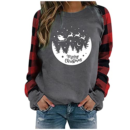 Weihnachts Hoodie Damen Baggy Casual Pullover Mit Kapuze Classic Kapuzenpullover Weiche Langarm Sweatshirt Sport Langarmshirt Sportoberteile Baumwolle Atmungsaktiv Blusen von Generisch