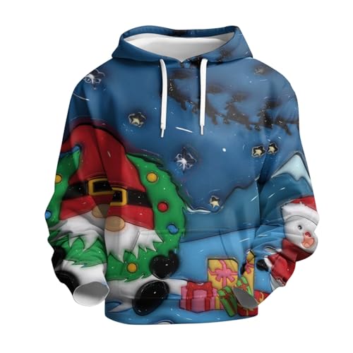 Weihnachtshoodie, Weihnachtshoodie Herren Hässlich Komfortabel Weihnachts Hoodie - Pulli 3d Druck Weihnachtspullover Weihnachtspulli Langarm Merry Christmas Weihnachtsmann Sweatshirt Für Jungen Winter von Generisch