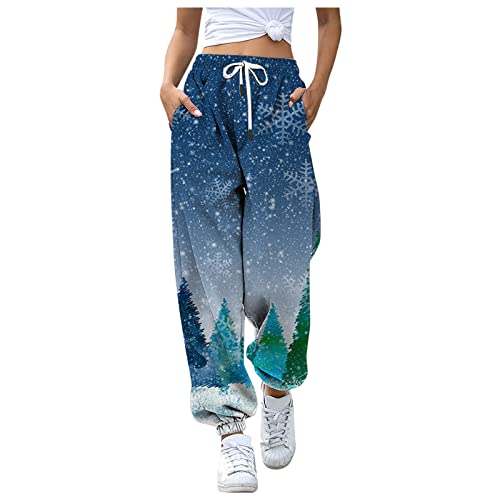 Weihnachtshose Damen Lässige Baggy Jogginghose Warme Leicht Laufhose Sport High Waist Sporthose Modern Lang Hose Sweathose Elastischer Bund Mit Taschen Fleecehose von Generisch