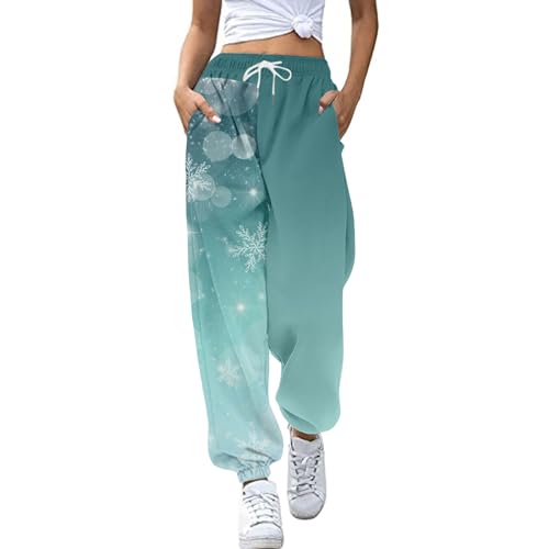 Weihnachtshose Damen Lang Leicht Freizeithose Baggy Warme Trainingshose Sport Lässige Sweathose Modern High Waist Jogginghose Hose Mit Taschen Elastischer Bund Fleecehose von Generisch