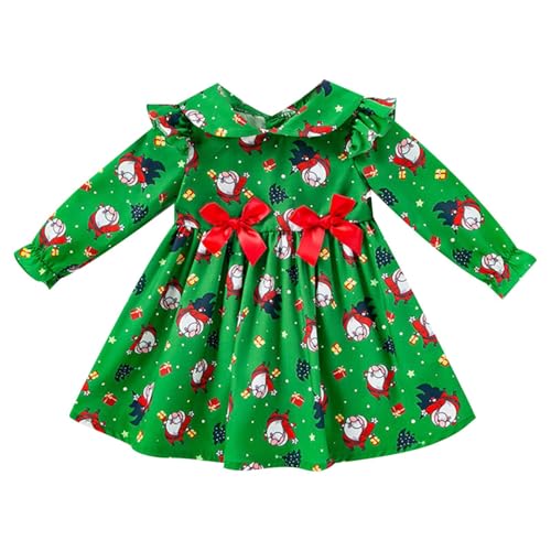 Weihnachtskleid Kinder Mädchen Kariertes Langarm Tülkleid Rüschen Tunika Partykleid A-Linie Pailletten Festkleider Elegant Warm Strickkleid Rippenstrick Hirsch Abendkleid von Generisch