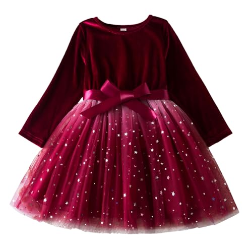 Weihnachtskleid Mädchen Süßes Prinzessin Weihnachtskleid Weihnachtsoutfit Prinzessin Kleid Strampler Neugeborene Weihnachtskostüm Baby Mädchen Rot 7Jahre von Generisch