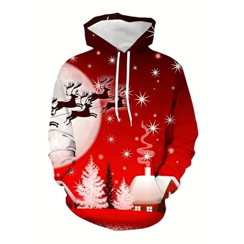 Weihnachtskleidung, Weihnachtshoodie Männlich Winter Hässlich Christmas Hoodie - Weihnachtspullover Mit Taschen Kapuzenshirt Warm Hoodies Lustig 3D Druck Kapuzenpullover Herren Unisex Sweatshirt Xmas von Generisch