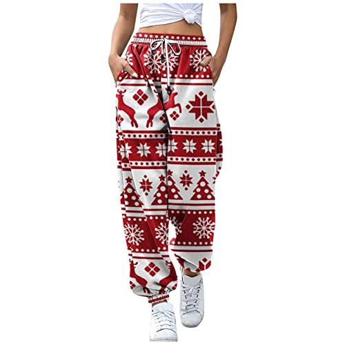 Weihnachtsleggings Damen High Waist Warme Sporthose Lang Lässige Laufhose Leicht Modern Jogginghose Baggy Sport Trainingshose Hose Mit Taschen Elastischer Bund Fleecehose von Generisch