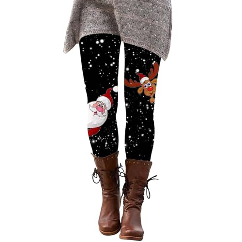 Weihnachtsleggings Damen Täglich Bauchweg Hose 80er Print Sportleggins Lustig Lang Jogginghose Fitness Weihnachten Pants High Waist Bedruckte Strumpfhose Yogahosen Push Up Laufhose von Generisch