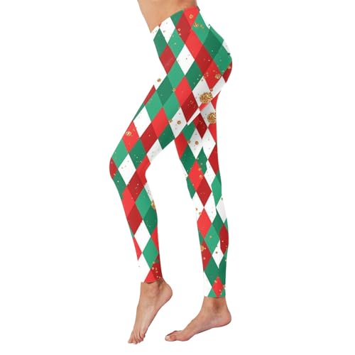 Weihnachtsleggings Mädchen Stretch Weihnachten Fitnesshose Bedruckte Muster Laufhose Retro Print Streetwear Nahtlose Lustig Strumpfhose 80er Weiche Hose Leggings High Waist Sportleggins von Generisch