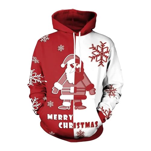 Weihnachtspullover, Weihnachts Hoodie Herren Winter Oversized Christmas - Weihnachtspulli Komfortabel Pulli Warm Weihnachtspullover 3d Druck Lustig Kapuzenpullover Mit Taschen Unisex Sweatshirt Xmas P von Generisch