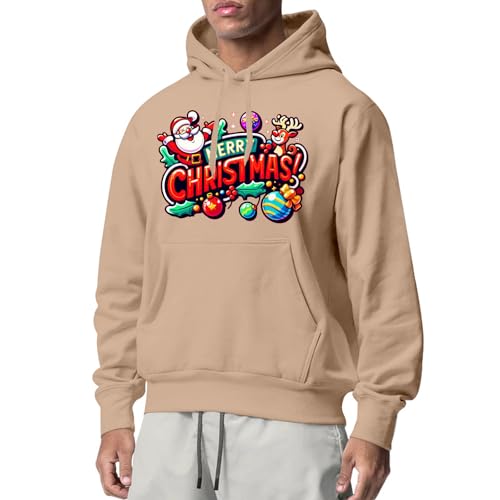 Weihnachtspullover, Weihnachtshoodie Männlich Langarm Komfortabel Weihnachts Hoodie - Weihnachtspulli Rundhals Kapuzenpulli Hässlich Hoodies Lustig Kapuze Kordelzug Sweatshirt Mode Locker Kapuzenpullo von Generisch