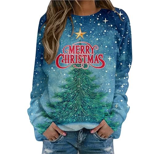 Weihnachtspullover Damen Lustig, B Ware Rückläufer, Pullover Damen Lang Weihnachtspullover Lustig Hässliche Sweatshirt Weihnachts Pullis Weihnachtskleid Led Christmas von Generisch