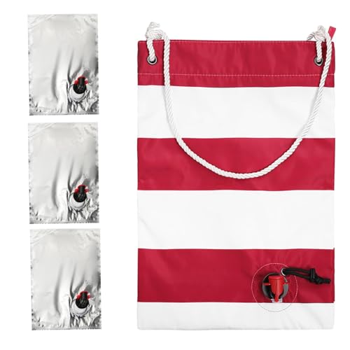 Wein-Tragetasche, Weinkühltasche, gepolsterte Weinträger, auslaufsicher, isoliert, Getränke-Weintasche, tragbare Strandtasche für Reisen im Freien, rot, Refer to description, Unisex von Generisch