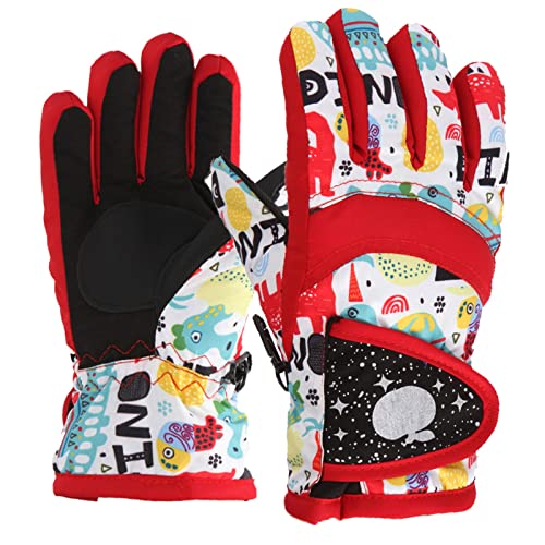 WeißE Handschuhe Karneval Kinder Fishnets Winddicht M/L Größe Winter Warm Outdoor Skating Schnee Kinder Ski Mädchen Handschuhe Snowboarden Kinder Handschuhe Schwarze Handschuhe Damen (Red, 4-7 Years) von Generisch