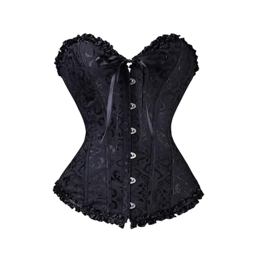 Weißes Korsett, Corset Top Damen, Schwarzes Korsett Corset Schwarz Sexy Halloween Kostüm Costume Women Damen Karneval Black Rot Orangenes von Generisch