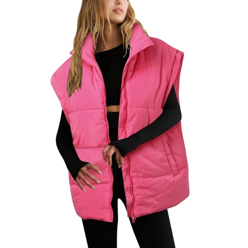 Weste Damen Ärmellose Sportweste Weste Warme Softshell Damenwesten Ärmellose Weste Outdoorweste Übergangsjacke Heißes Rosa L von Generisch