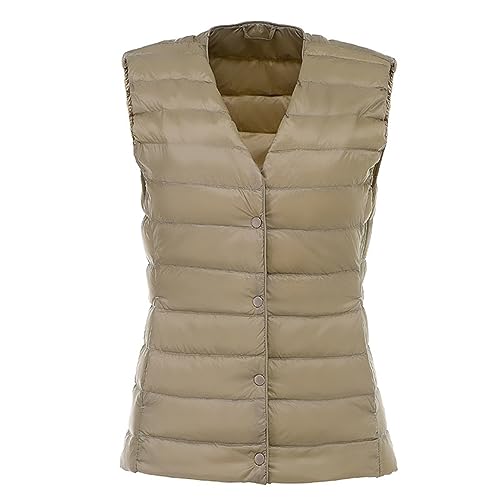 Weste Damen Herbst, Übergangsjacke Damen Lang, Daunenweste Damen Lang Weste Herbst Mode Gilet Steppmantel Leicht Jacke Leichte Lange Wintermantel Warm Steppweste Damenwesten Mantel Winter Daunenmantel von Generisch