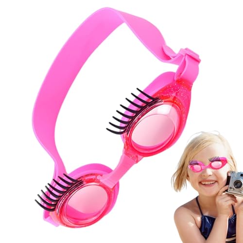 Wimpernbrillen für Mädchen,Schwimmbrillen für Mädchen - Mädchenbrille mit Wimpern-Design,Rutschfeste, auslaufsichere, UV-Schutz, verstellbare Antibeschlagbrille mit Etui für Mädchen und Frauen von Generisch