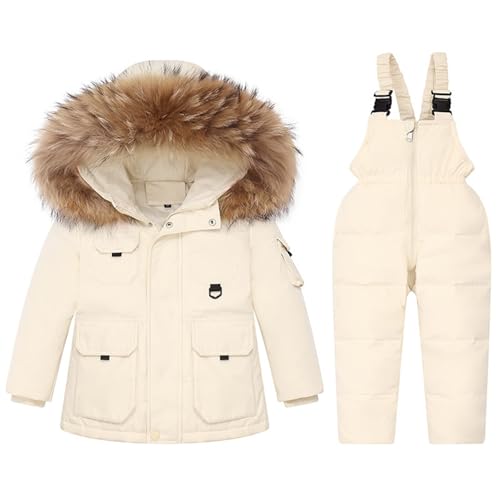 Winter Matschhose Gefüttert Kinder, Schneeanzug Kinder Jungen Verdickt Thermo Skihose - Winteranzug Winddicht Winterjacke Outdoor Matschhose Gefüttert Daunenjacke 2tlg Verdickte Skianzug von Generisch