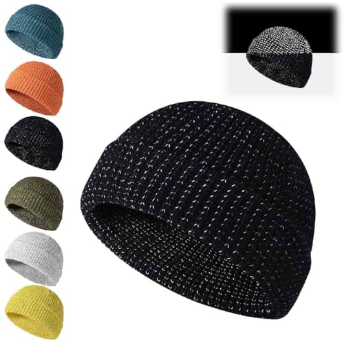 Winter Reflective Beanie Hats for Women Men,Reflective Fishing Warm Knitted Beanie Hat for Running Dog Walking Cycling (Schwarz) von Generisch