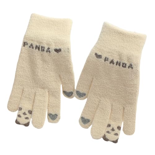 Winter-Ski-Innenhandschuh, gefüttert mit Outdoor-Radsport für Herren und Damen, Fleece, winddicht und kalt, warm, Flip-Finger-Screen-Handschuhe, Rzm391 (Beige, Einheitsgröße) von Generisch