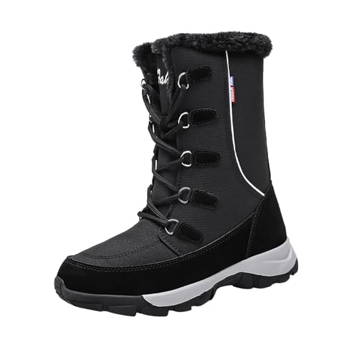 Winter Sneaker Schneeboots Damen Wasserdicht Schuhe Damen Schuhe Damen Winter Women's gepolstert rutschfest Outdoor Schwarz 38 von Generisch