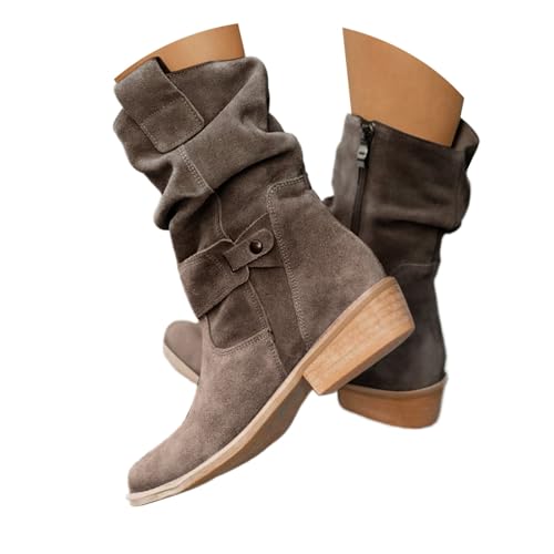 Winter Stiefeletten Damen Winterstiefel Rutschfeste Schlupfstiefel Boots Wasserdicht Winterschuhe Warm Stiefeletten Winter Schneestiefe Gefüttert Kurzschaft Stiefel Flach Winterboots von Generisch