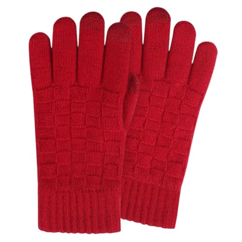 Winter Strickhandschuhe Outdoor Thermo Touchscreen Handschuhe Bequem Winter Checkere Motorrad Fäustlinge für Radfahren Skifahren von Generisch