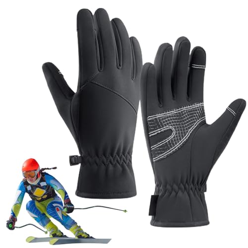 Winterhandschuhe für Herren, wasserdichte winddichte Handschuhe | Rennrad-Mountainbike-Handschuhe - Wasserabweisende, winddichte, rutschfeste Gel-Pads, reflektierende Handschuhe mit Touchscreen für Ra von Generisch