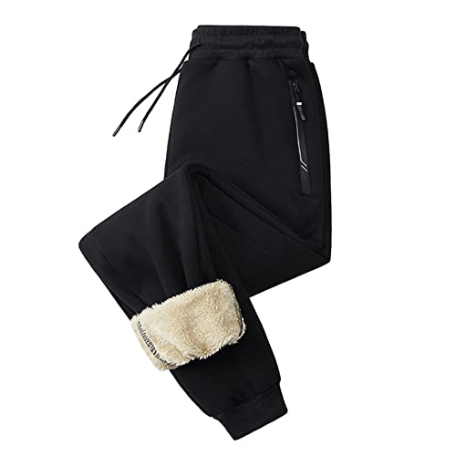 Winterhose Damen, Fleecehose Damen Thermohose Damen Warme Fleecehose Thermojogginghosen Mit Reißverschluss Taschen Freizeithose Kordelzug Sherpa-Innenfutter Sweathose von Generisch