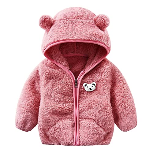 Winterjacke Baby mädchen, Baby Jacke Jungen Mädchen Winter Mantel Niedlich Plüsch Bärenohren Winterjacke Reißverschluss Kapuzenjacke mit Taschen 6 Monate-5 Jahre von Generisch