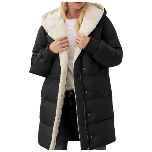 Winterjacke Damen Lange Steppjacke Baumwolle Winterjacke Warme Gefüttert Daunenjacke Langarm Parka Mit Hoodie Reißverschluss Mantel Baumwolle Jacke Winddicht Baumwolle Outdoorjacke von Generisch