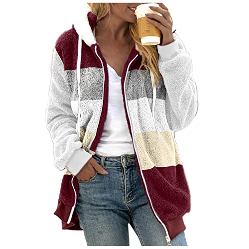 Winterjacke Damen Warm, Teddy Jacke Damen, Teddy Jacke Damen Winterjacke Warm Wintermantel Fleecepullover Teddyjacke Flauschige Fleecejacke Fleece Hoodie Lang Kuscheljacke Mantel Teddyfleece Dame von Generisch