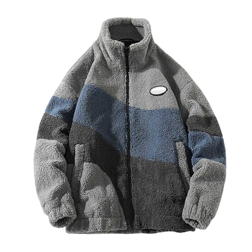 Winterjacke Herren Teddy Jacke Männer Warme Casual Winterjacke Herbstjacke Winter Fleecejacke Pullover Hoodie Mit Reißverschluss Grau L von Generisch