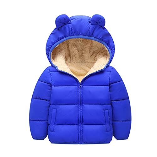 Winterjacke Kinder Fleece Kinderjacken Teddyfleece Warm Winter Steppjacke Kapuzenjacke Herbstjacke Baby Jacke Blau 90 von Generisch