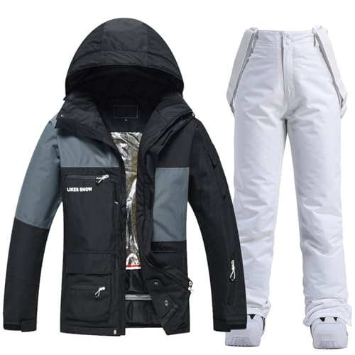 Winterkleidung, Skianzug Herren 2 Teilig Set Damen Warm Skibekleidung - Skijacke Mode Winterkleidung Schneemantel Winddicht Wasserdicht Jacke Und Hosen Tracksuit von Generisch