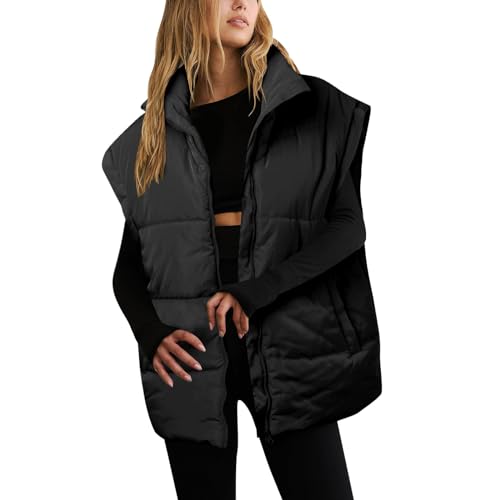 Wintermantel Damen Lang, Damen Mantel Winter, Weste Damen Lang Steppweste Herbst Mode Leichte Daunenweste Ärmellose Jacke Dünne Winterjacke Steppmantel Mit Kapuze Damen-Westen Mantel Winter Jacken Für von Generisch