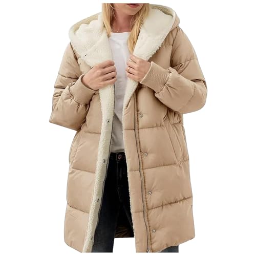 Wintermantel-Damen-Warm-Lang, Wintermantel Damen Teddy Mantel Winterparka Snowboardjacke Lang Winterjacke Fleecemantel Dicke Winter Coat Funktionsparka Warm Gefüttert Wintermantel von Generisch