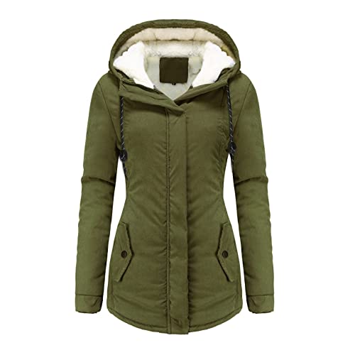 Wintermantel Damen Warm Outdoorjacke Warm Gefüttert Jacken Coat Winter Herbst Dicke Winterjacke Elegant Lange Jacket Jacke Daunenjacke Parka Daunenmantel Kapuzenjacke von Generisch