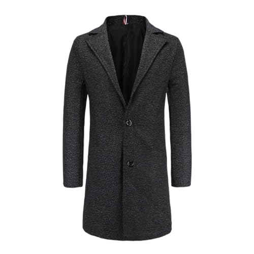 Wintermantel Herren Lang Warm Wollmantel - Windjacke Männer Herbstmantel Business Jacke Herbst Dufflecoat Schwarz Stehkragen Winter Mantel Kurz Slim Fit Winterjacke von Generisch