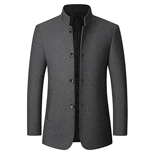 Wintermantel Herren Winter Herbst Mantel - Kurzmantel Schwarz Trenchcoat Männer Winterjacken Slim Fit Coat Wollmantel Business Herrenmantel Lange Jacken von Generisch