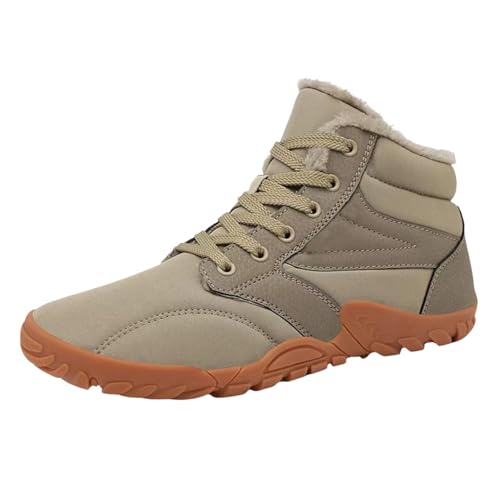 Winterstiefel, Wanderschuhe Herren Barfußschuhe Winter Mittelhohe Outdoor Schuhe Warm Gefüttert Trekkingschuhe rutschfeste Wanderschuhe Wasserdicht Winterstiefel mit Fußgewölbeunterstützung Sneaker von Generisch