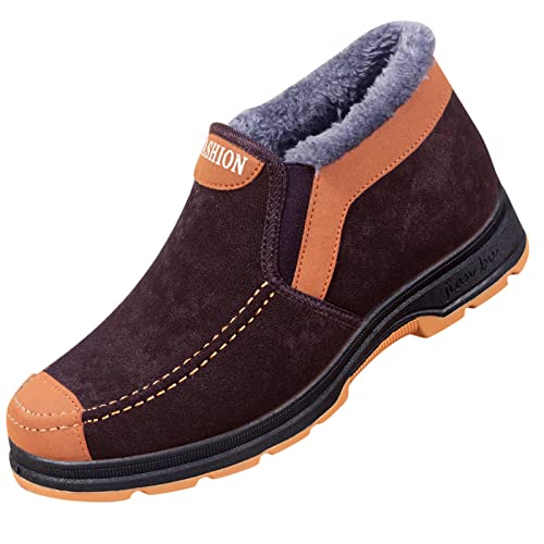 Winterstiefel, Wanderschuhe Herren Winter Barfußschuhe Mittelhohe Wanderschuhe mit Fußgewölbeunterstützung Outdoor Schuhe rutschfeste Trekkingschuhe Wasserdicht Sneaker Warm Gefüttert Winterstiefel von Generisch