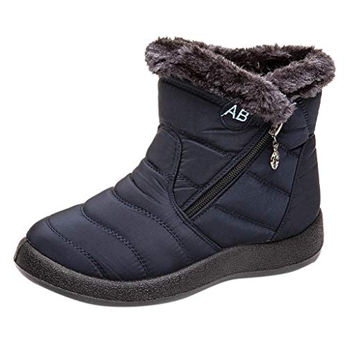 Winterstiefel Damen Gefüttert Wasserdicht Halbhoch Schneestiefel Leder Sexy Winterboots 40 Leicht Winterschuhe Flach Leicht Stiefel Bequem Winter Boots Damenschuhe von Generisch