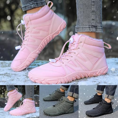 Winterstiefel Winterstiefel Gefüttert Winterschuhe Damen Winter Sneaker Winter Warme Kuschelige Stiefel für Paare Rosa 40 von Generisch