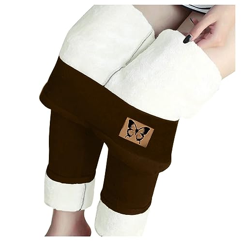 Wollhose Damen Winter, Thermohose Damen Winter Warme Gefütterte Fleecehose Flauschig Winterhose Bequeme Lang Jogginghose Verdickte Leggings Wollhose fur Damen von Generisch