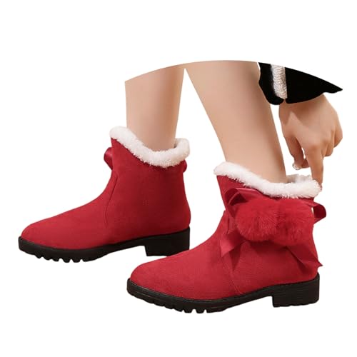 Women's Shoes Sale Winter Schuhe Damen Stiefel Gefüttert Boots Sneaker Mädchen Winterschuhe Wanderschuhe Winterboots Barfuß Gefütterte Turnschuhe Rot,37 von Generisch