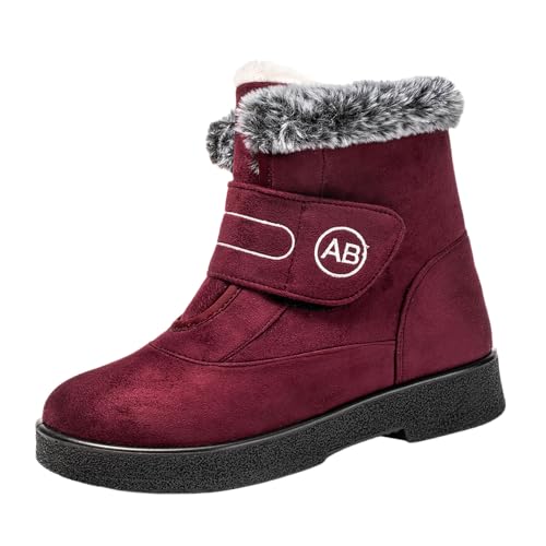 Women's Shoes Sale Winterschuhe Damen Barfußschuhe Winter Boots Gefüttert 36 Mädchen Stallschuhe Sneaker Gefütterte Stiefel Snow Winterstiefel Snowboot Rot,38 von Generisch