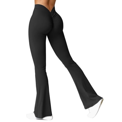 Yoga-Damen-Hose: Yoga Hose Damen Flared Schlaghose Yoga Pants Weites Bein Sporthose Schlag Leggings High Waist Jogginghose Jazzpants Lang Yogahose Sport Tights von Generisch