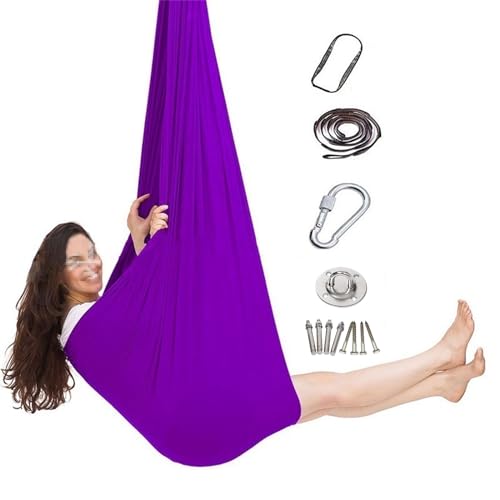 Yoga Hängematte, Aerial Yoga Schaukel, Anti-Schwerkraft Yoga Schaukeltuch, Nestschaukel Outdoor, Yoga Vertikaltuch bis 300 kg belastbar(Lila) von Generisch